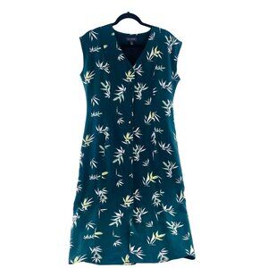 The Limited Women's Sleeveless Floral Print Dress Medium Teal Green Floral